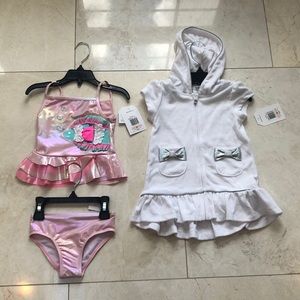 Flap doodles girls swimsuit and towel dress